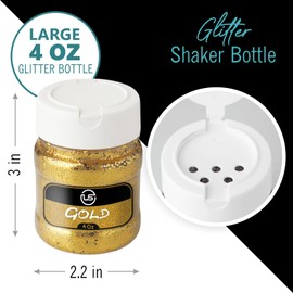 Glitter - 4 Count Bulk Glitter – 4OZ EA, Classic Glitter Bundle, Glitter for Crafts, Glitter for Resin, Fine Glitter for Scrapbooking, Décor - Green, Red, Clear, Gold Glitter