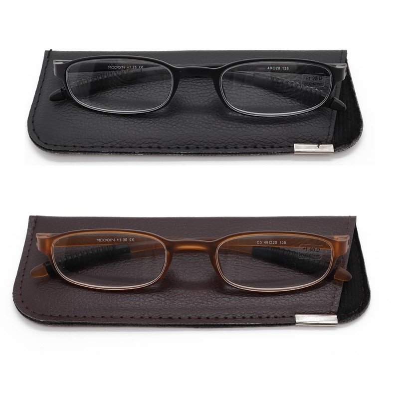 Mcoorn Lightweight Reading Glasses,Flexible(Memory Plastic) Readers for Men and Women