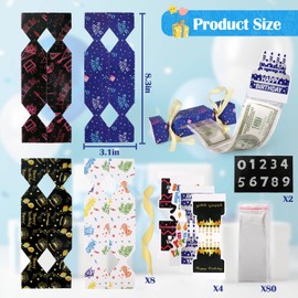 Vodolo 4PCS Birthday Money Box for Cash Gift Pull,Funny Surprise Box Money Gift Box for Kids Adults,Candy Birthday Money Holders Exploding Money Roll Pull Pouch,Creative Ways to Give Money Gifts