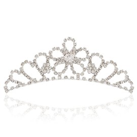 Kilshye Silver Tiara Comb Wedding Bride Crown Hair Combs Rhinestone Princess Tiaras Birthday Costume Crowns Haircomb for Girls and Women (A)