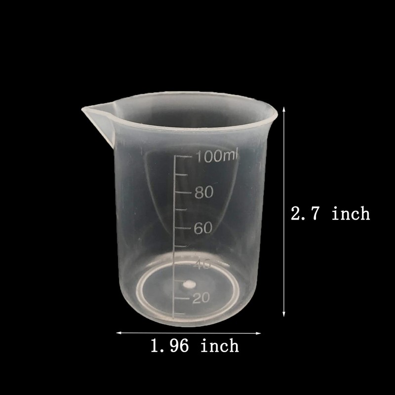 8 Pcs Epoxy Mixing Cups, 100ml/3.4oz Plastic Graduated Cup Clear