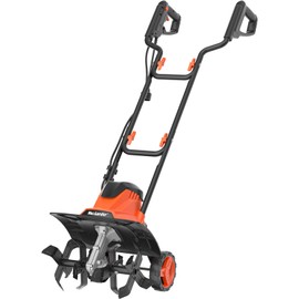 MAXLANDER Electric Garden Tiller Cultivator, 14 Inch 12 Amp Corded Tiller for Gardening with Foldable Handle, 4 Steel Tines, Garden Rototiller with Wheels for Lawn Yard Soil Cultivation