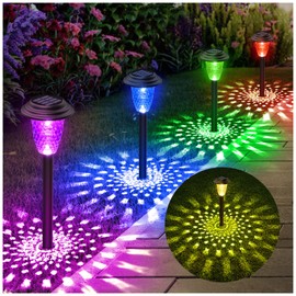 ENSLI Solar Pathway Lights, 8 Pack Bright Color Changing/Warm White Solar Lights Outdoor Waterproof Solar Garden Lights, Outdoor Lights Solar Powered Landscape Path Lights for Yard, Walkway, Lawn