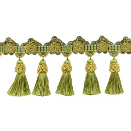DÉCOPRO (TM) Exquisite 3 3/4 Inch Tassel Fringe with Rosettes, Color# LX04 [12 Yards]