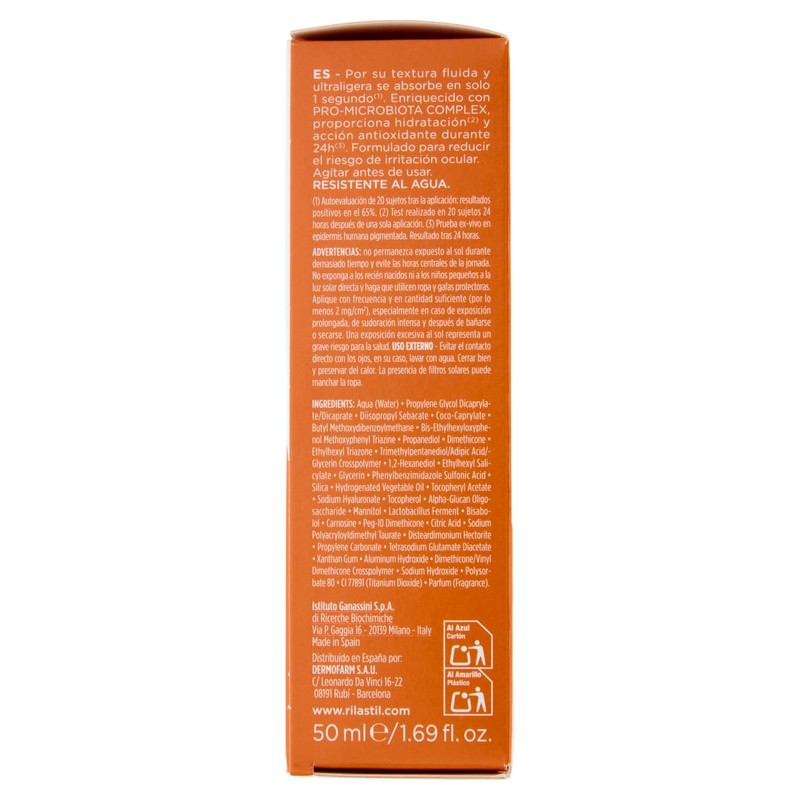 Rilastil Sun System Water Touch Superfluid SPF50, Fluido Solare Viso