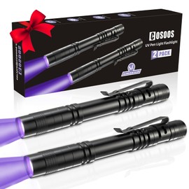 Tools COSOOS 2 UV Black Light Flashlight, 2 Pack 395nm Mini Pen Light with Clip, Waterproof Ultraviolet Flashlight for Leak, Pet Urine, Scorpion, Hotel Inspection, Dry Stain and Bed Bug.