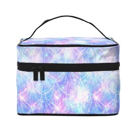 ILEABEC Scales Travel Makeup Bag for Women Large Cosmetic Bags Portable Makeup Organizer Bag Vacation Toiletry Bag Girls Makeup Storage Case