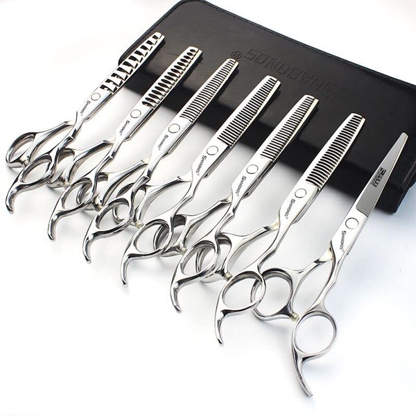6 Inch Professional Hairdressing Scissors, Stainless Steel Multifunctional Hairdressing Scissors Set (6 Inch 7 Pieces)
