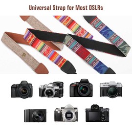 MoKo Correa para cámara, premuim de lona de algodón trenzado ajustable, correa universal para el cuello para todas las cámaras digitales DSLR Canon, Fuji, Nikon, Olympus, Panasonic, Pentax, Sony, color caqui