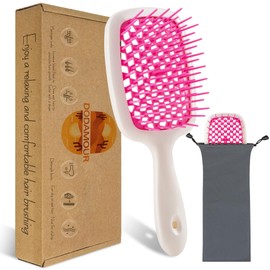 DODAMOUR Detangling Hair Brush, Vented Paddle Brush for Blow Drying and Scalp Massage, Square Scalp Massage Comb Ideal for Wet & Dry Hair, Suitable for Men and Women (White)