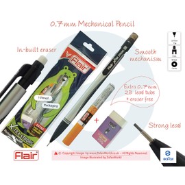 0.7mm FLAIR X-Tra Strong 2B Mechanical Pencils Rubber Tipped (BLACK Body)