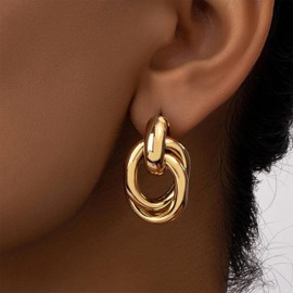Gold Statement Earrings for Women Chunky Gold Earrings Gold Dangle Drop Earrings Gold Jewelry for Women