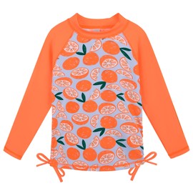 BAOHULU Girls 2-Piece Rash Guard Swimsuit Long Sleeve Bathing Suit with Swim Skirt UPF50+ Kids Beach Swimwear 2-12Y S495_Lemon_6A