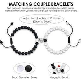 CERSLIMO Couple Bracelets Gifts for Couples with To My Man Card, Matching Long Distance Touch Bracelets, Magnetic Heart Bracelets for Boyfriend Husband Fiance Anniversary Valentines Day Gifts