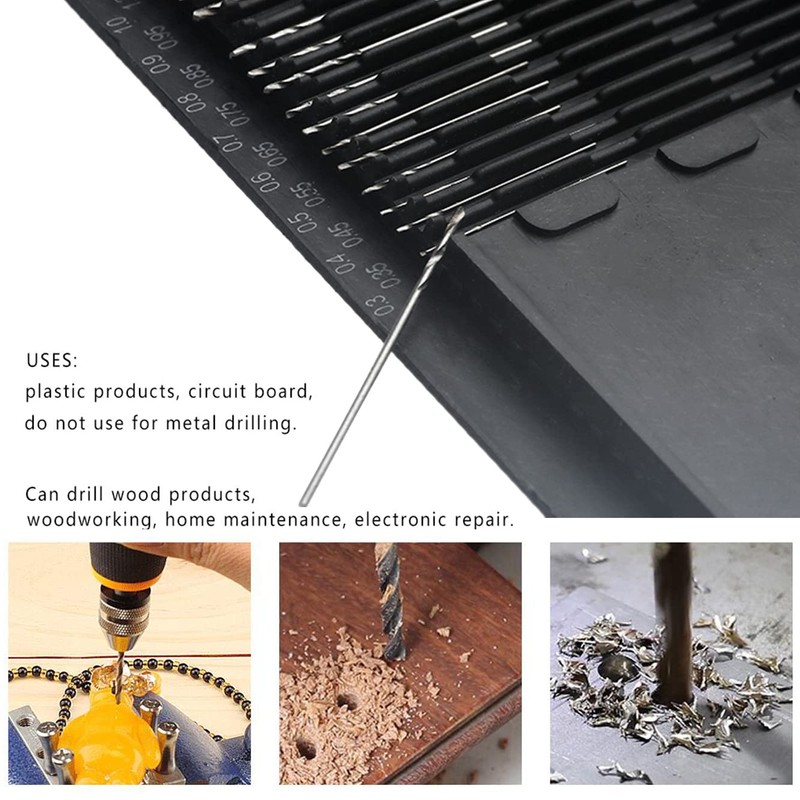 Bestgle 20pcs 0.3-1.6mm Shank HSS Mini Micro Drill Bit Set