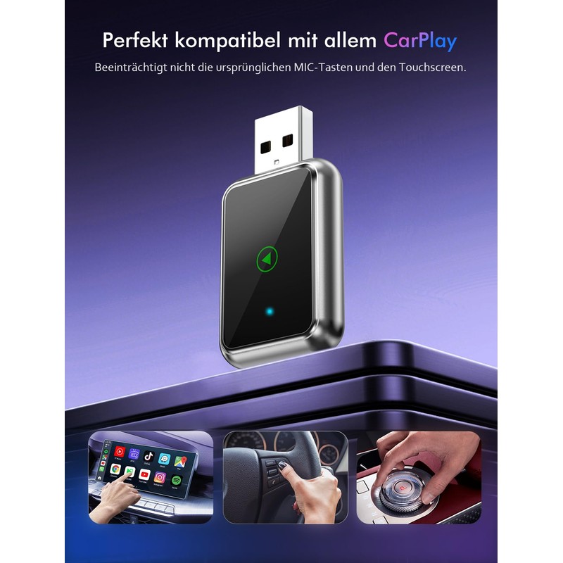 Robofun Carplay Wireless Adapter, Carplay Adapter Wireless Compatible with Car
