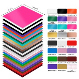 IModeur Permanent Vinyl for Cricut Machines - 28 Pack Permanent Adhesive Vinyl Sheets, 23 Assorted Colors Permanent Vinyl Bundle, Works with Most Cutting Machines, Makes Signs, Scrapbooking, Crafts