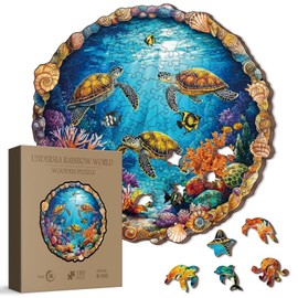 Colorful Ocean Wooden Puzzle for Adults 180 Pieces, Nature-Themed Wood Puzzle for Adults, Fish and Sea Turtle Puzzle 180 Pieces