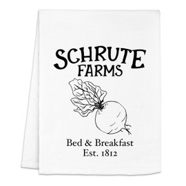Moonlight Makers Schrute Farms Dish Towel, Funny Kitchen Towels, Cute Wash Cloths, Cotton Dish Towels for Kitchen Drying, New Home & Apartment Essentials, White Dish Towel