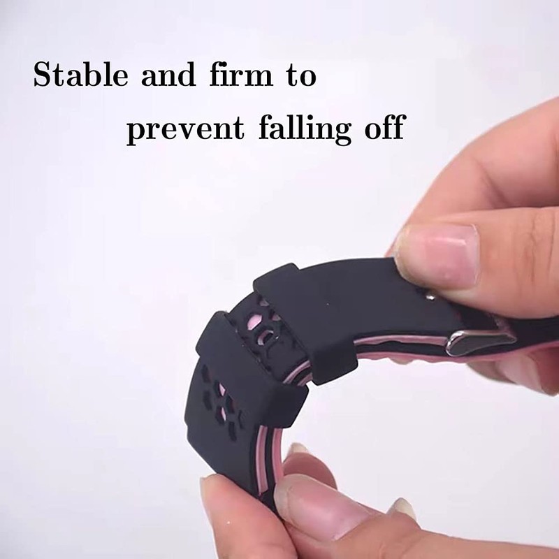 Aliotech 4pcs Rubber Leather Watch Band Strap Loops Black Silicone