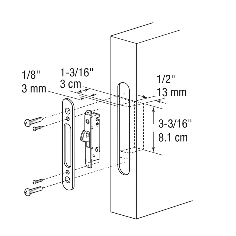 Prime-Line E 2164 Mortise Lock, 4-5/8 In. Steel, 45 Degree