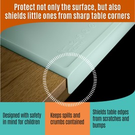 Silicone Placemats for Toddlers & Kids with Angle-Protective Safety Edge – Baby Placemats for Restaurants & Dining Table – Non-Slip & BPA-Free Food Mat – 1.5mm Thick, 18"x12", Sage Green