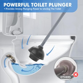 LOVLOY Toilet Plunger and Brush, Bowl Brush and Heavy Duty Toilet Plunger Set with Ventilated Holder, 2-in-1 Toilet Brush and Plunger Combo for Bathroom Cleaning New Pack (Grey, 1)