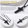 GoldChic Jewelry Serpent Pendant Mens Cross Necklace, Black Snake Christian