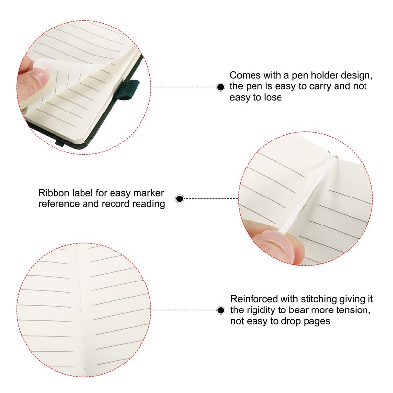 PATIKIL A7 Pocket Notebook, 2 Pack 100 Sheets 80 Gsm