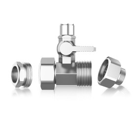 WINGSOL WINGSOL 1/2 and 3/8 Brass Feed Water Adapter, 3 Way Angle Stop Valve for Reverse Osmosis Water Filters, Ice Maker, Refrigerator, Come with 2 Converters