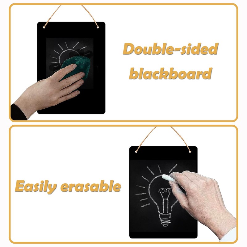OHYER Small Blackboard for Hanging Chalkboard Message Board Sign Double-Sided