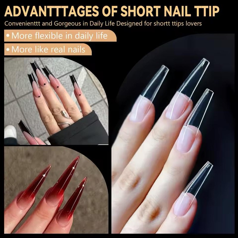 50pcs/box Transparent Seamless Fake Nail Soft Full Cover Trapezoidal Oval