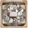 ANDALUCA Summer Seashell 20in Coastal Wreath Natural Abalone, Sand Dollar,