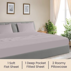SGI bedding Luxury 4 Piece Alaskan King(108" W x 108" L) Egyptian Cotton Sheet Set - 600 Thread Count, 18" Inch Deep Pocket Sateen Weave, Long Staple, Breathable, Soft and Premium Cotton - Light Gray