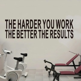 AnFigure Inspirational Wall Decals Gym Motivational Quotes Wall Stickers Sports Workout Fitness Workplace Business Art Vinyl Home Decor The Harder You Work The Better The Results 25"X7"
