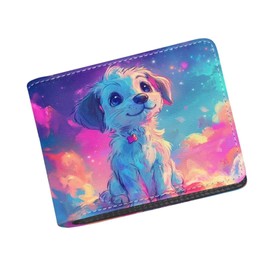 Coldinair Watercolor Dog Boys Wallet Teen Wallets for Kids Aged 9-12/8-10/8-12 with Wallet Card,Leather Bifold Wallet Slim Coin Purses with 4 Credit Card Slots