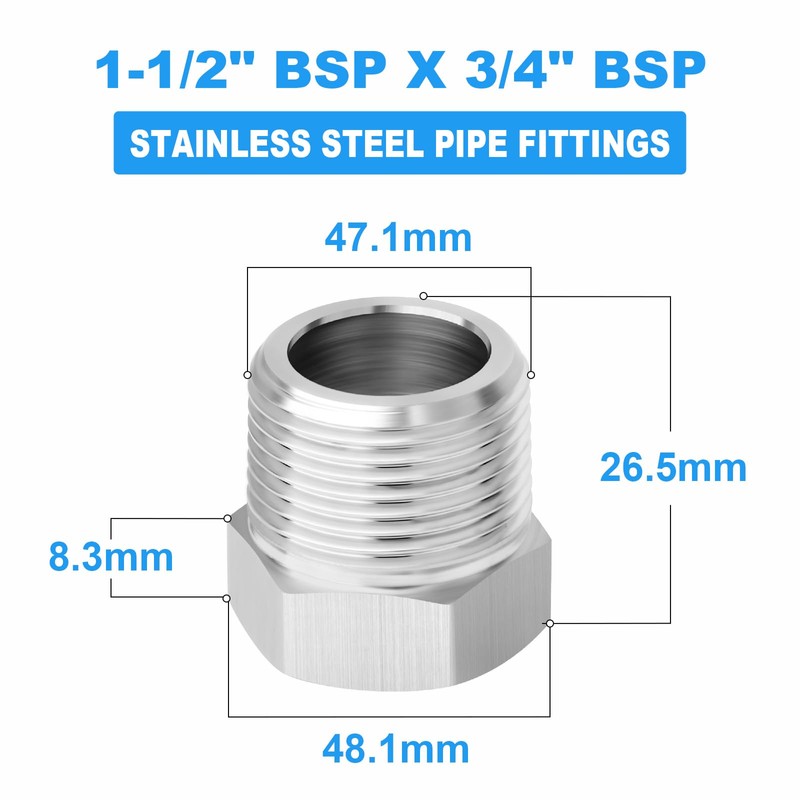 ERGAOBOY Pack of 2 304 Stainless Steel Reducing Sleeves, 1