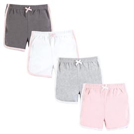 Hudson Baby Unisex Baby and Toddler Shorts Bottoms 4-Pack, Pink White, 3-6 Months