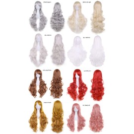 Pumpkin Parade Wig 3 Piece SET Long Curly Wavy Curly Full Stand Coral Pink