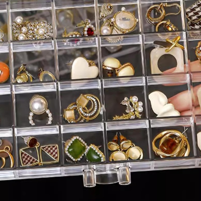 SPAKOWN Earring Organizer, Acrylic Jewelry Holder Organizer with 5 Drawers