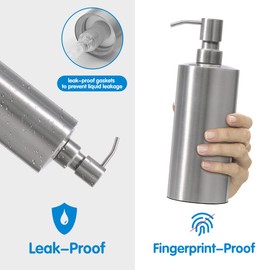 ARKTEK Large Stainless Steel Countertop Soap Dispenser - Rust and Leak Proof Liquid Hand Soap Pump Bottle for Kitchen, Bathroom and Countertop Hand Dish Lotion (20 Oz / 600 ml)