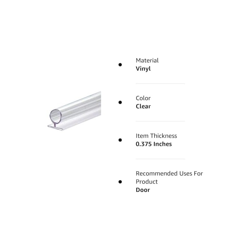 Gordon Glass® Large Translucent Shower Door Vinyl Bulb Seal -