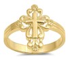 Gold-Tone Victorian Cross Christian Ring New 925 Sterling Silver Band