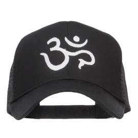 e4Hats.com Hindu Om Symbol Embroidered Mesh Cap - Black OSFM