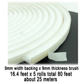 80 Ft White Weather Stripping Brush for Sliding Window/Door Frame, House Soundproofing Felt Self Adhesive Weather Strip Seal Strip Sealer Tape (11/32 Backing x 11/32 Brush inch)