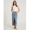 EXPRESS Women's High Waisted Medium Wash Front Slit Maxi Denim