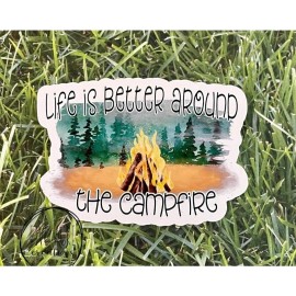 Five Acre Creations Camper Decal | Life Is Better Around The Campfire | Camping Sticker | Vinyl