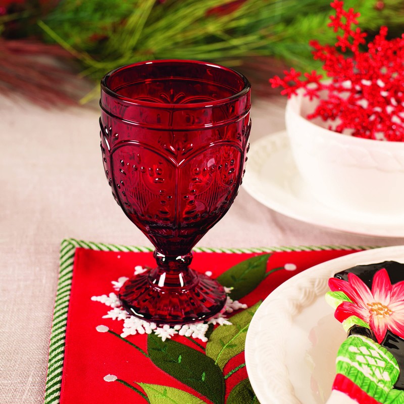 Fitz and Floyd Trestle Glassware Ornate Goblets, 4 Count (Pack