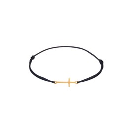 Elli Women's Bracelet Cross Trend Symbol Elastic Nylon Black in 925 Sterling Silver, Nylon Sterling Silver, None