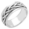 Treasure Bay 8mm Solid 925 Sterling Silver Ring Braided Design Spinning Stress Relief Ring (P)
